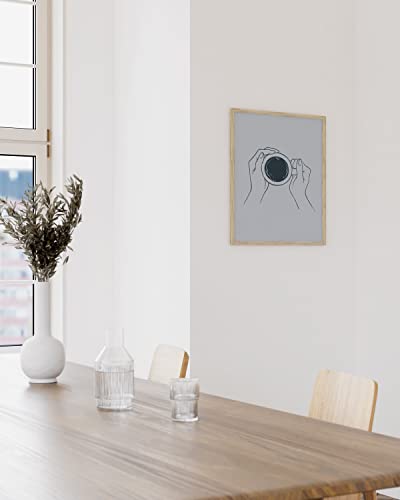 Minimalist Coffee Line Drawing Wall Art Print, 12" x 16" Unframed