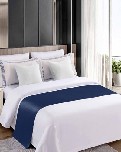 DecorLovee Navy Blue King Size Bed Runner, Modern Decorative Bed Scarf