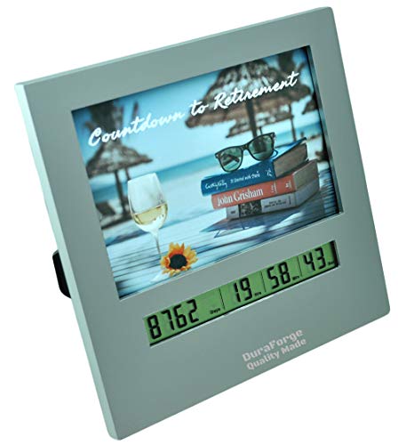 Large Retirement Countdown Clock with 4x6 Photo Frame - Desk Timer Gift