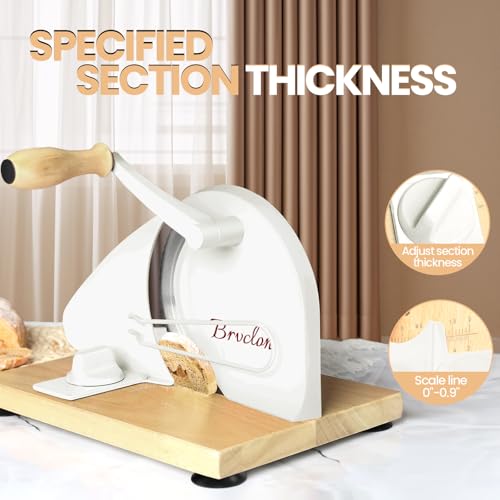 Adjustable Manual Bread Slicer with Wood Base and Suction Cups