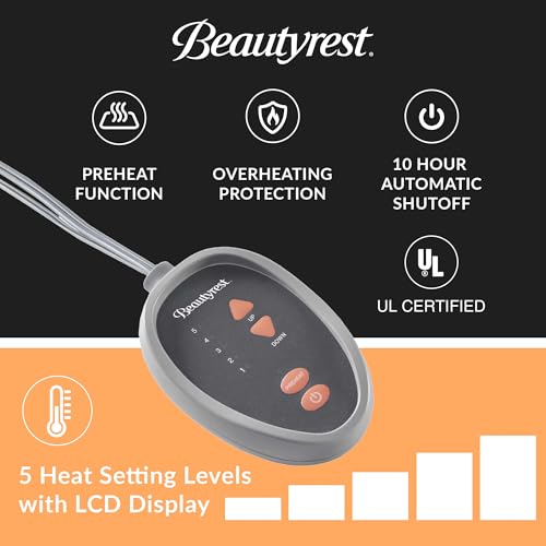 Queen Heated Mattress Pad - Cool Touch Electric Bed Warmer with 5 Settings & Auto Shut Off