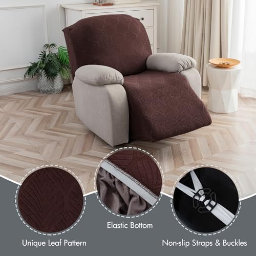 100% Waterproof Recliner Chair Cover - Stretch Washable Slipcover for Pets and Kids (Chocolate, 1 Seater)