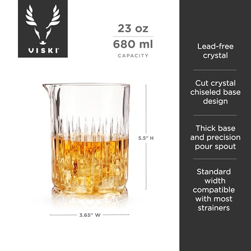 Viski Classic Pedestal Crystal Cocktail Mixing Glass 23 oz for Martinis & Old Fashioned