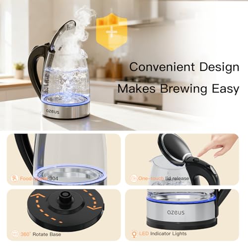 1.8L Electric Tea Kettle, Double-Wall Anti-Scalding Stainless Steel Pot