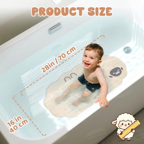 Non-Slip Baby Bath Mat, 28x16 Inch Kids Bathtub Mat with Suction Cups