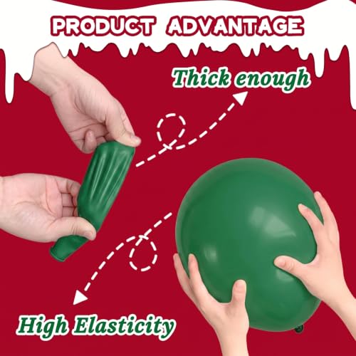 Red Green Gold Christmas Ceiling Balloon Kit with Ribbons & String - 30pcs