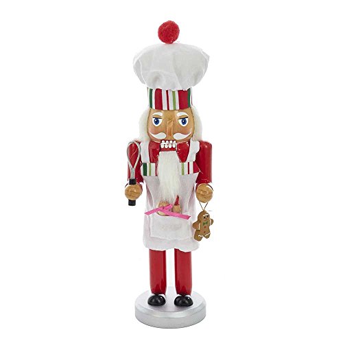 10-Inch Wooden Chef Nutcracker Christmas Figurine with Gingerbread Cookie