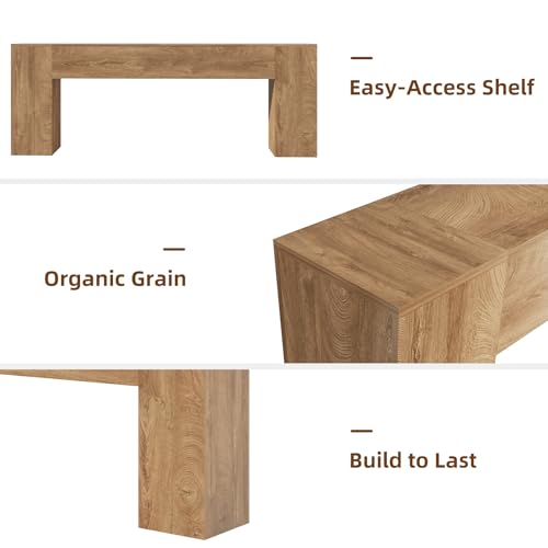 86-Inch Extra Long Console Table, Natural Oak Farmhouse Sofa Table