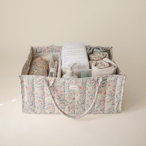 Quilted Baby Diaper Caddy - Portable Nursery Essentials Organizer