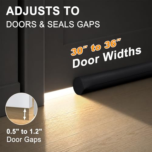 Under Door Draft Stopper for 30–36 Inch Doors with Hook & Loop Fastener