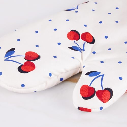 Cherry Dot Kitchen Towel, Oven Mitt & Pot Holder 4-Piece Set - 100% Cotton