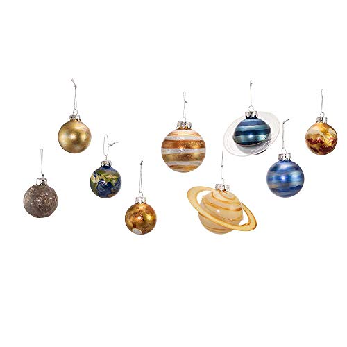 Solar System Ornaments 9-Piece Christmas Tree Decor Set - Glass Planets