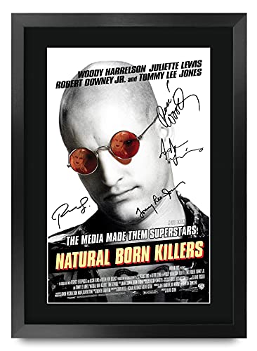 Natural Born Killers Movie Poster Signed Autograph Framed Print 16x12 Black Silver