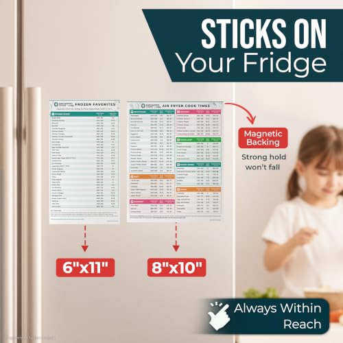 Air Fryer Cheat Sheet Magnetic Cooking Guide with Temp and Time Charts