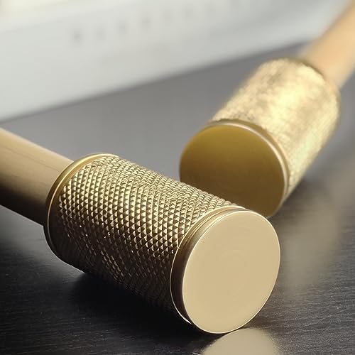 Decorative Curtain Rod Finials, Gold Knurled Polyresin, Set of 2