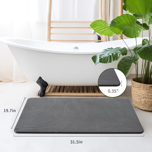 Extra Large Diatomaceous Earth Stone Bath Mat, Quick-Dry Non-Slip Mat