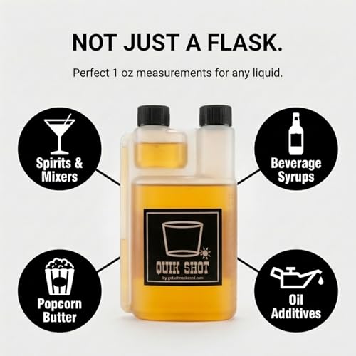 Get Schnockered Quik Shot 16 Ounce Plastic Flask with Built-in 1 Ounce Shot Chamber - Party & Tailgating Accessory