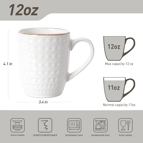 White 6-Pack Eden Coffee Mug Set 12oz Ceramic Stoneware Cups by Famiware