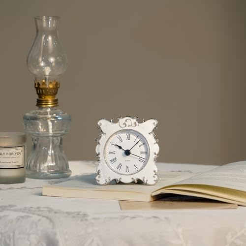 3 Inch Small Crystal Table Clock, Battery Operated Analog Desk Clock