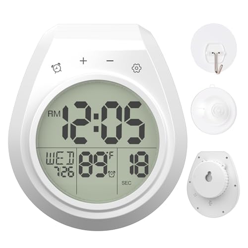 Waterproof Digital Shower Clock with Timer and Temperature Display