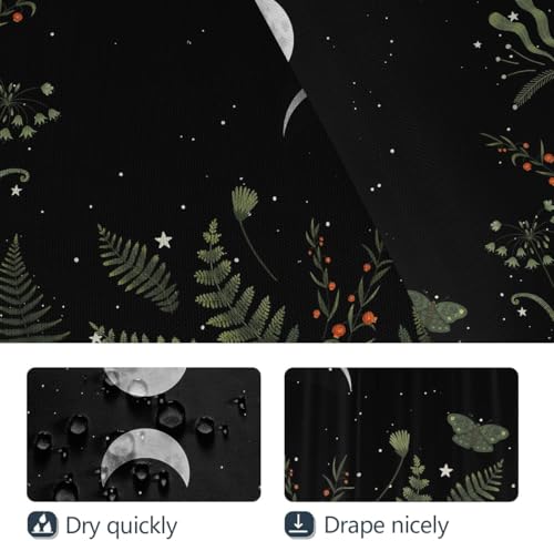Gold Moon Phase Gothic Bathroom Decor Set - 4-Piece Shower Curtain & Rugs