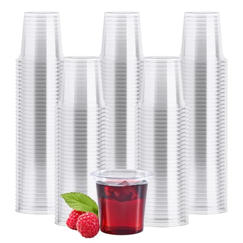 JOLLY CHEF 1 oz 500 Pack Clear Plastic Shot Glasses Disposable Jelly Cups