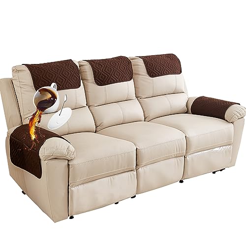 Quilted Polyester Recliner Armrest Cover Set with Pockets