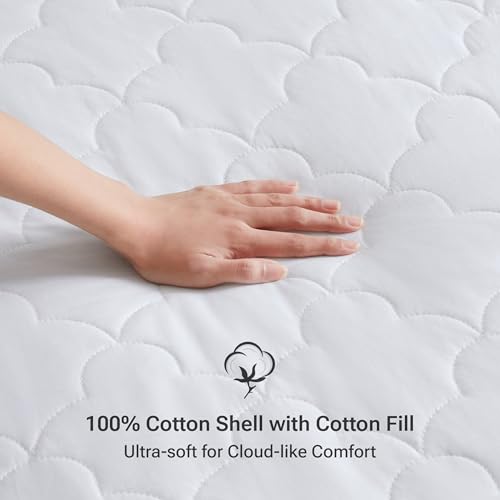 100% Cotton Quilted Mattress Pad with Moisture Wicking, 16" Deep
