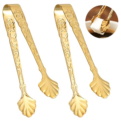 Gold Mini Serving Tongs for Ice, Desserts & Appetizers — 2 Pack