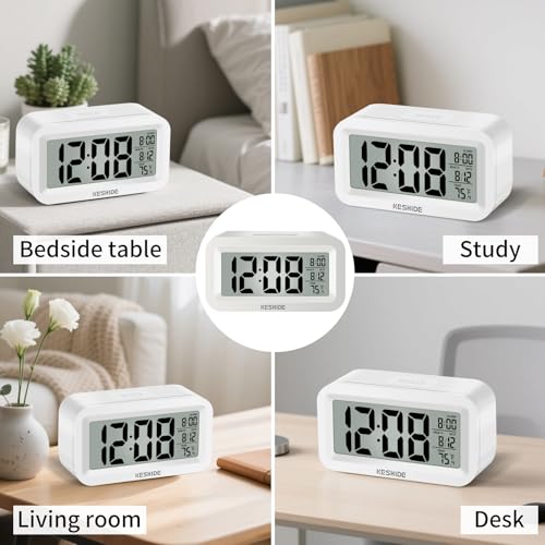 Compact Digital Travel Alarm Clock with Indoor Temperature and Snooze