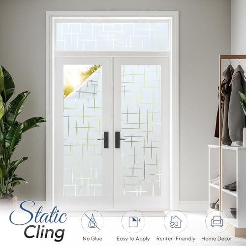Frosted Window Privacy Film, Cross Pattern, 17.5"x78.7"