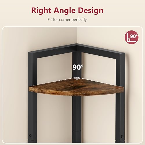 5-Tier Industrial Corner Shelf, 60.5" Tall Narrow Corner Bookshelf Stand