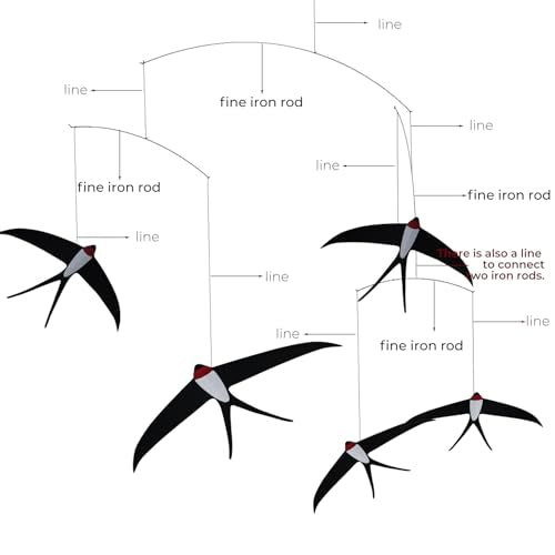 DIY Flying Swallow Hanging Mobile Kit, 5-Piece Decorative Bird Set