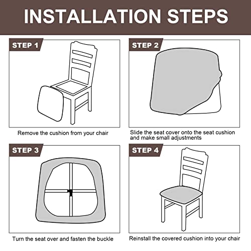 Waterproof Dining Chair Covers, 4 Pack - Stretch Slipcovers, Dark Gray Floral
