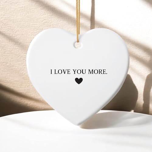 I Love You More Ornament - Heart Ceramic Hanging Keepsake, Couple 2