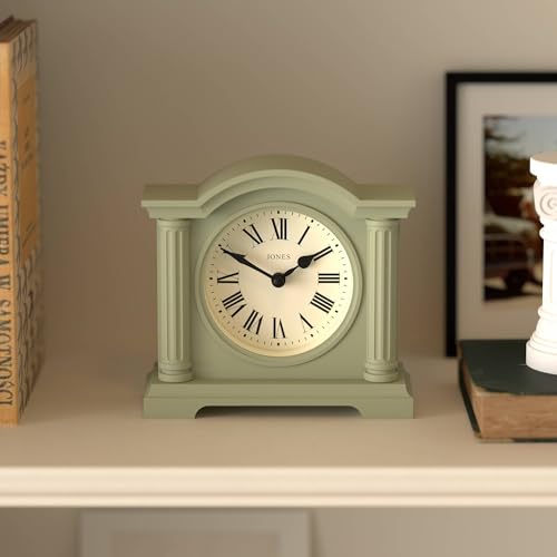 Sage Green Arched Mantel Clock - Classic Small Desk and Shelf Clock