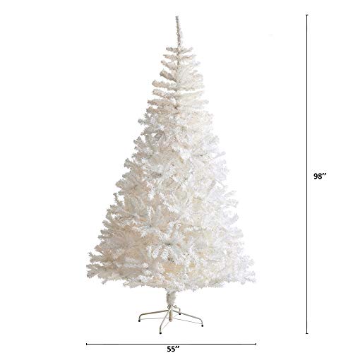 8ft Artificial White Christmas Tree with 1500 Bendable Branches - Realistic Holiday Decor
