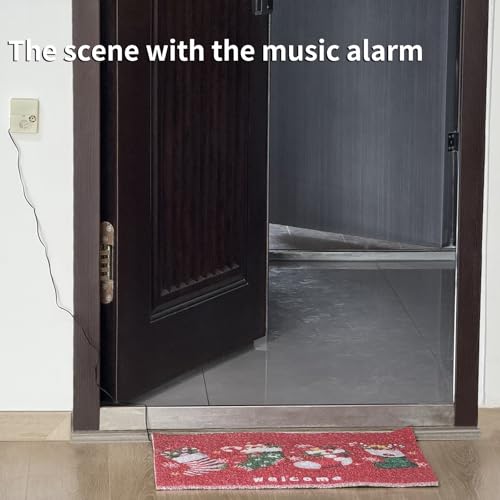 Christmas Musical Doormat with Sound Activation - Orange/Black Holiday Decor, Indoor/Outdoor Durable Faux Leather, 13.4x9.6 Inches