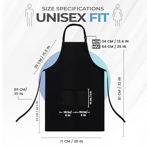 4-Pack Adjustable Bib Aprons with Pockets - Water and Oil Resistant