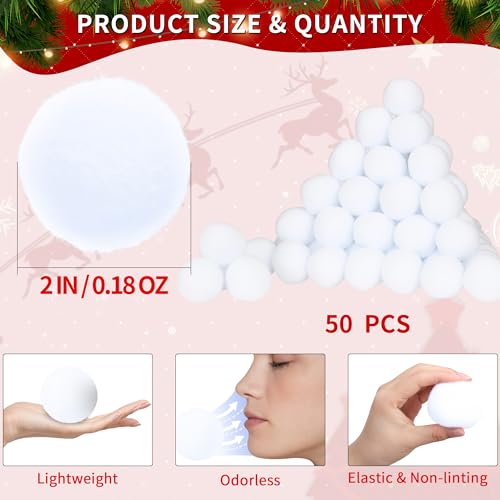 Indoor Snowballs for Kids (50 Pack) - Soft Plush Fake Snow Fight Balls
