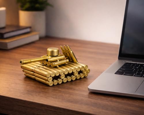 Metal Tank Sculpture Handmade Bullet Casing Figurine Desk Decor