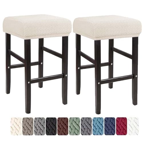 Rectangle Bar Stool Covers Set of 2 - Stretch Washable Cushion Slipcovers