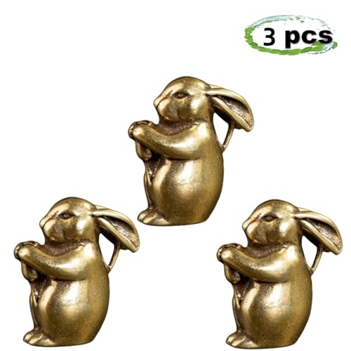 3PCS Brass Rabbit Hinge Toppers - Magnetic Decorative Animal Accents