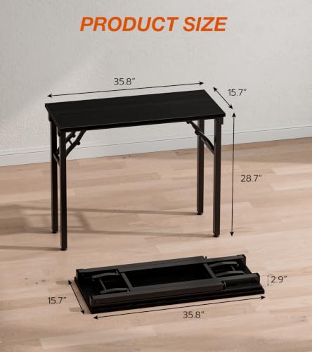 36-Inch Folding Computer Desk, Portable Foldable Office Desk for Small Spaces