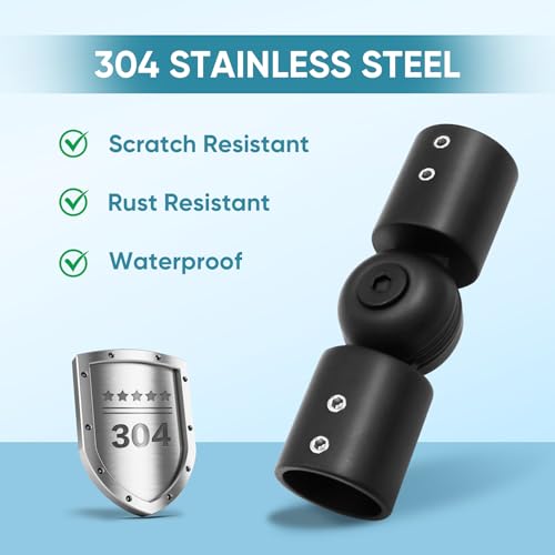 Adjustable Corner Curtain Rod Connector for 1-Inch Rods, Black