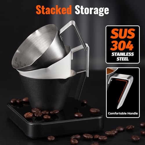 YARRAMATE 1pc Silver Stainless Steel Espresso Shot Cup 3.4oz/100ml with Dual Spouts