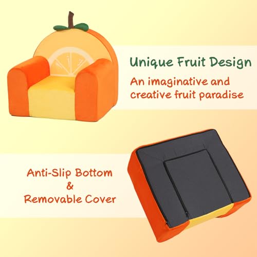 Kids Orange Comfy Cute Kids Chair with High-Density Foam - MOMCAYWEX