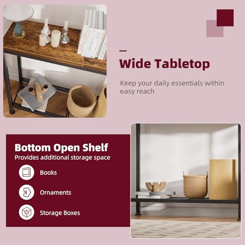 32-Inch Narrow Console Table with Storage Shelf, Rustic Sofa Entryway Table