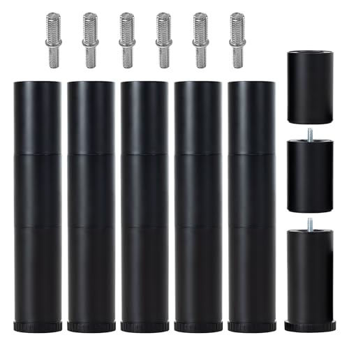 12-Inch Adjustable Bed Legs Replacement, 3-in-1 Height Set of 6