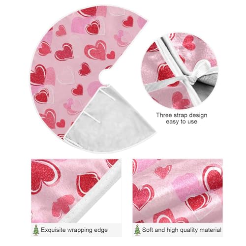Dussdil 48 Inch Romantic Valentines Tree Skirt with Love Hearts and Stars for Christmas Decor - Multi 07